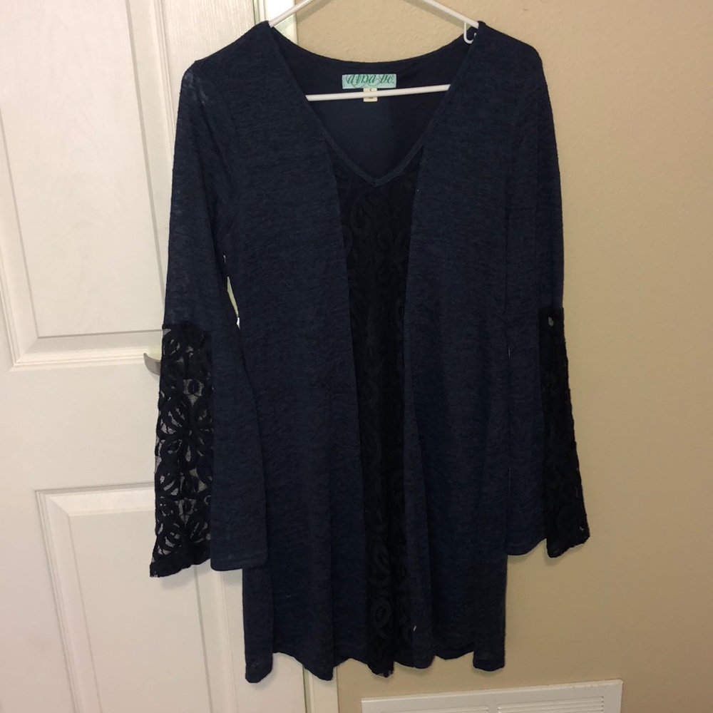 Blue sweater dress